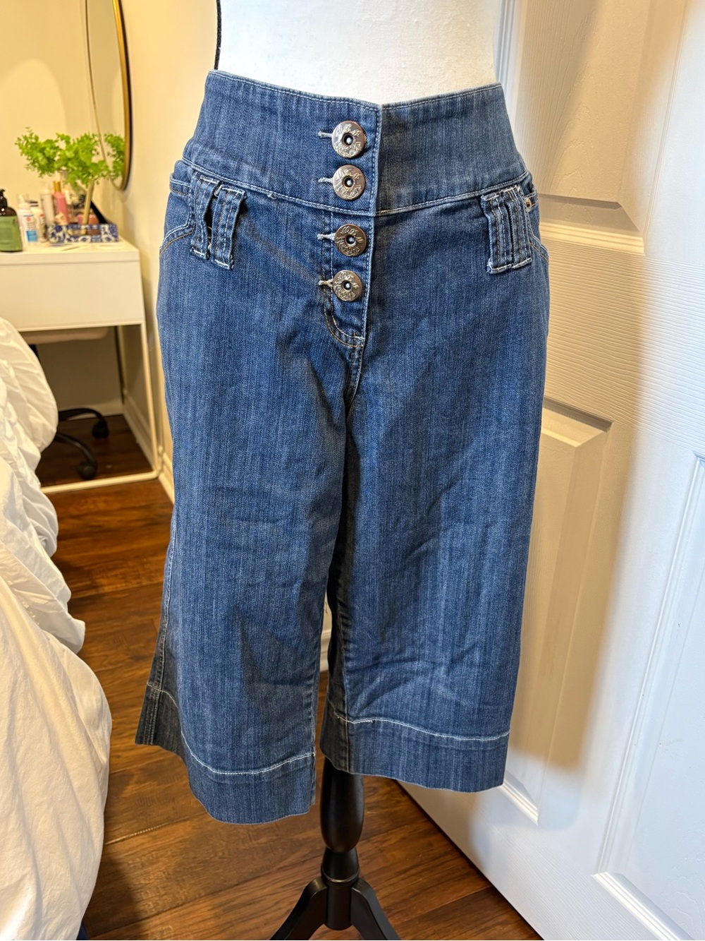MXM Y2K Denim Capri Jeans Women’s 18 Plus Size High Waist Button Fly